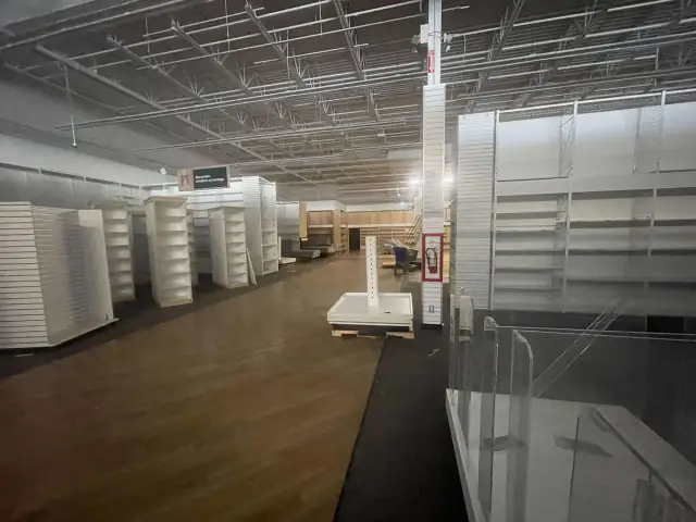 Retail store renovation with new flooring and display fixtures